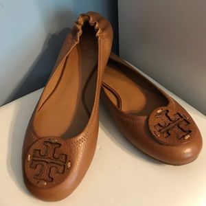 Tory Burch Tan Reva Leather Flats size 7